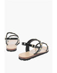 Moschino LOVE Patent Leather Flat Sandals with Heart Studs