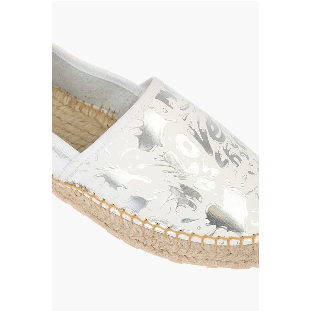 Moschino LOVE Leather SPLASH Platform Espadrilles with Logo 4 cm