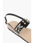 Moschino LOVE Patent Leather Flat Sandals with Heart Studs