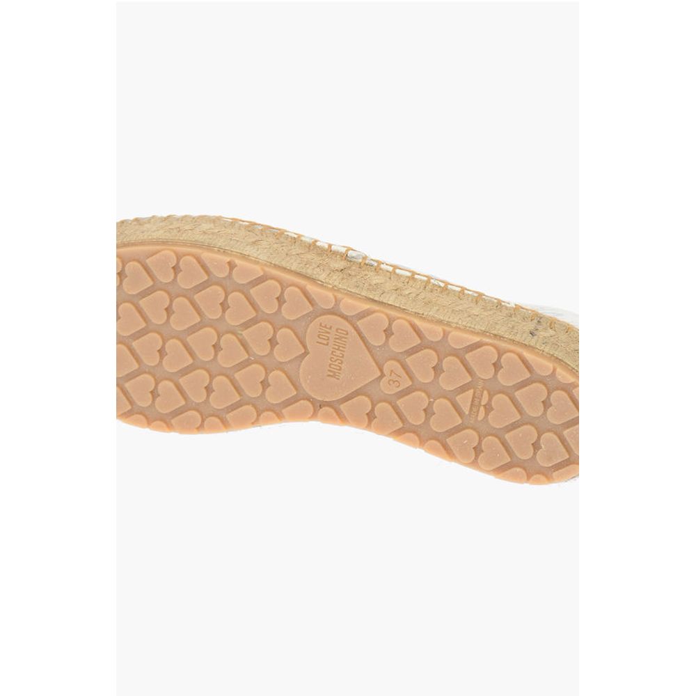 Moschino LOVE Leather SPLASH Platform Espadrilles with Logo 4 cm