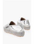 Moschino LOVE Laminated Leather Platform Espadrilles with Logo Engrav