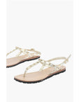 Moschino LOVE Laminated Leather Thong Sandals CAPRI with Studs