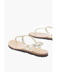 Moschino LOVE Laminated Leather Thong Sandals CAPRI with Studs
