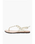 Moschino LOVE Laminated Leather Thong Sandals CAPRI with Studs