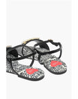 Moschino LOVE Patent Leather Flat Sandals with Logoed Jewel Detail