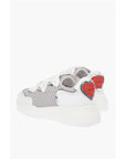 Moschino LOVE Leather and Fabric Sneakers RUNNING35 with Logoed Heart