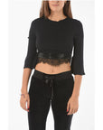 Philipp Plein COUTURE Lace Detail CAUSE YOU DON'T THINK Crop Top