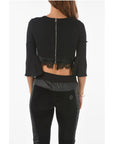 Philipp Plein COUTURE Lace Detail CAUSE YOU DON'T THINK Crop Top