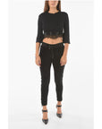Philipp Plein COUTURE Lace Detail CAUSE YOU DON'T THINK Crop Top