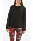 Philipp Plein COUTURE lurex LS cable knit sweat with crystal