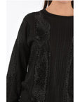 Philipp Plein COUTURE lurex LS cable knit sweat with crystal