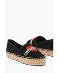 Moschino LOVE Suede Split Leather Platform Espadrilles with Strass Lo