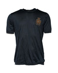 Dolce & Gabbana Dark Blue Silk Logo Patch Crew Neck T-shirt