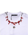 Dolce & Gabbana White Embellished Cotton Crew Neck T-shirt