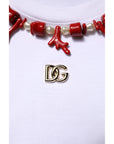 Dolce & Gabbana White Embellished Cotton Crew Neck T-shirt