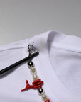 Dolce & Gabbana White Embellished Cotton Crew Neck T-shirt