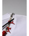 Dolce & Gabbana White Embellished Cotton Crew Neck T-shirt