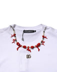 Dolce & Gabbana White Embellished Cotton Crew Neck T-shirt