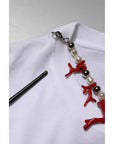 Dolce & Gabbana White Embellished Cotton Crew Neck T-shirt