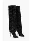 Balmain Suede ARIEL Boots with Rhinestoned Detail