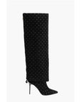 Balmain Suede ARIEL Boots with Rhinestoned Detail