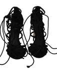 Dolce & Gabbana Elegant Black Suede Gladiator Stilettos