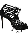 Dolce & Gabbana Elegant Black Suede Gladiator Stilettos