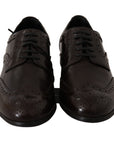 Dolce & Gabbana Elegant Brown Leather Oxford Flats