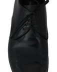 Dolce & Gabbana Elegant Dark Blue Leather Derby Dress Shoes
