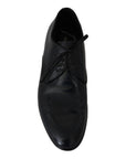 Dolce & Gabbana Elegant Dark Blue Leather Derby Dress Shoes