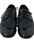 Dolce & Gabbana Elegant Dark Blue Leather Derby Dress Shoes