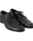 Dolce & Gabbana Elegant Dark Blue Leather Derby Dress Shoes
