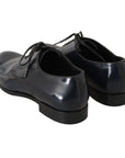 Dolce & Gabbana Elegant Dark Blue Leather Derby Dress Shoes