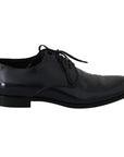 Dolce & Gabbana Elegant Dark Blue Leather Derby Dress Shoes
