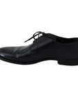 Dolce & Gabbana Elegant Dark Blue Leather Derby Dress Shoes