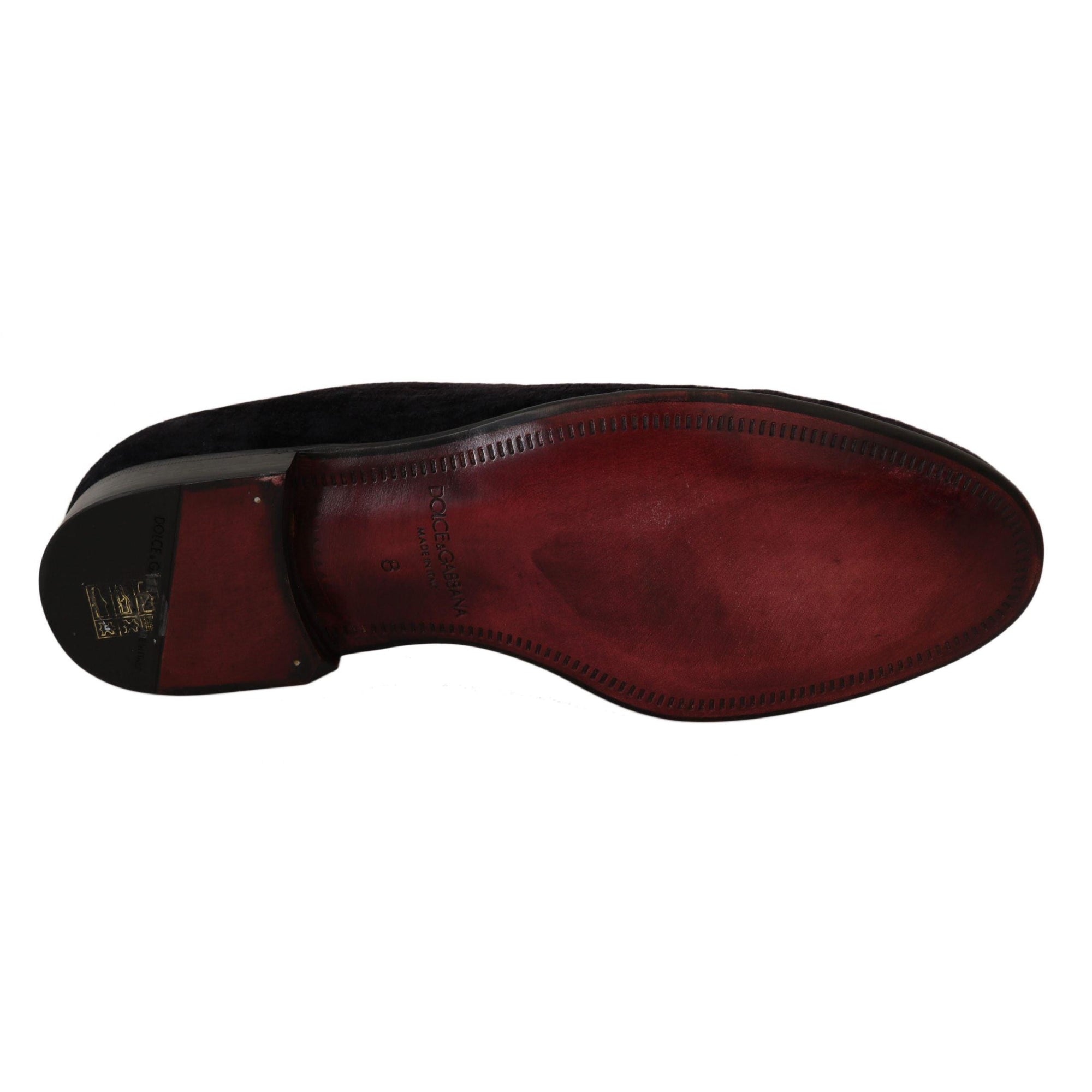 Dolce & Gabbana Elegant Black Loafers with Gold Crown Embroidery