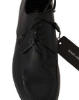 Dolce & Gabbana Elegant Dark Blue Leather Derby Shoes