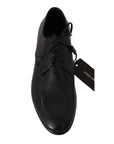 Dolce & Gabbana Elegant Dark Blue Leather Derby Shoes
