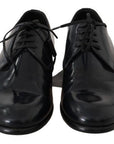 Dolce & Gabbana Elegant Dark Blue Leather Derby Shoes