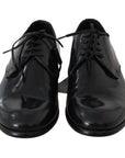 Dolce & Gabbana Elegant Dark Blue Leather Derby Shoes
