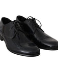 Dolce & Gabbana Elegant Dark Blue Leather Derby Shoes