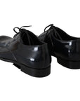 Dolce & Gabbana Elegant Dark Blue Leather Derby Shoes
