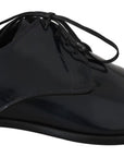 Dolce & Gabbana Elegant Dark Blue Leather Derby Shoes