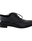 Dolce & Gabbana Elegant Dark Blue Leather Derby Shoes
