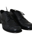 Dolce & Gabbana Elegant Blue Leather Wingtip Derby Shoes