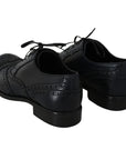 Dolce & Gabbana Elegant Blue Leather Wingtip Derby Shoes