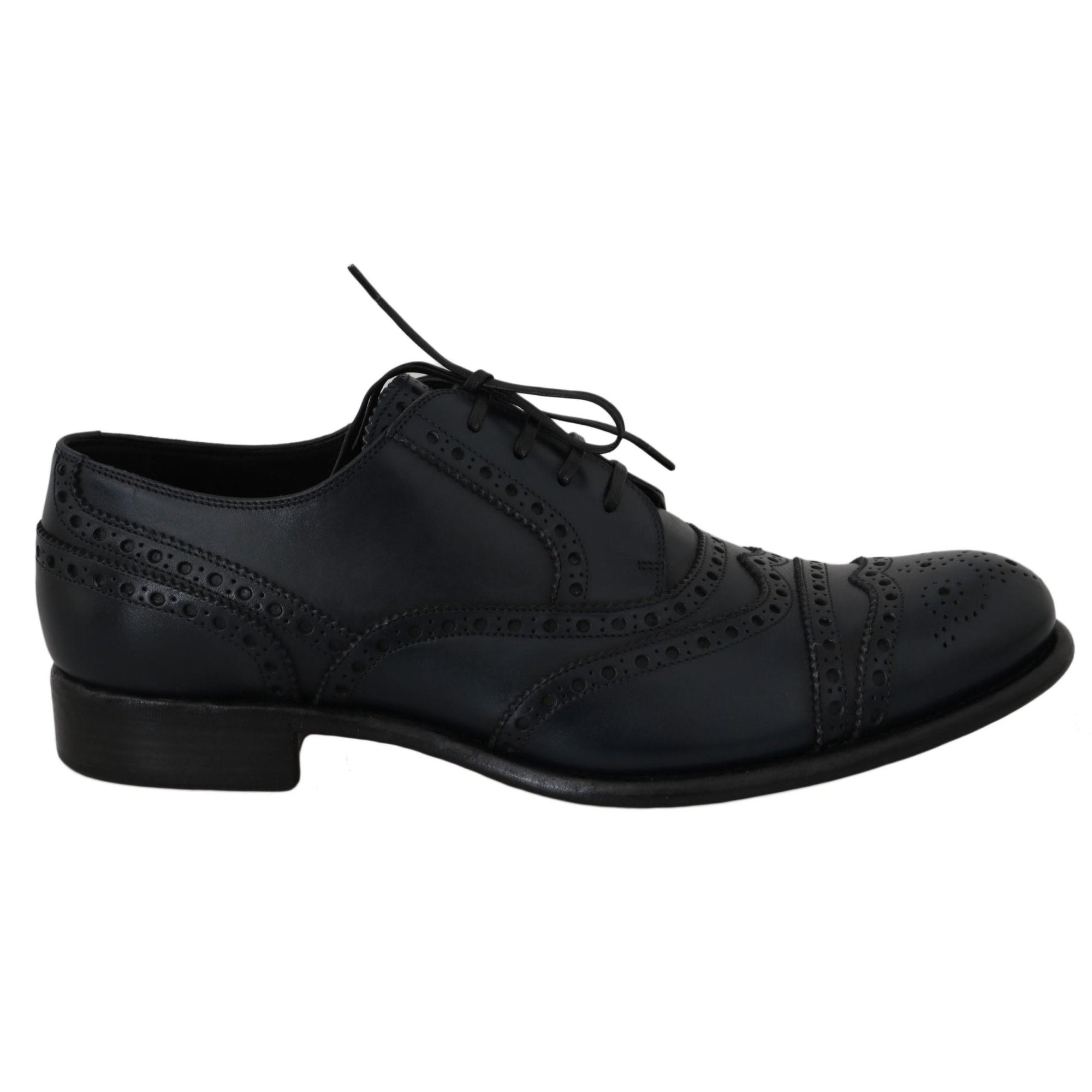 Dolce & Gabbana Elegant Blue Leather Wingtip Derby Shoes