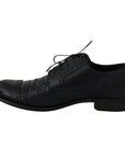 Dolce & Gabbana Elegant Blue Leather Wingtip Derby Shoes