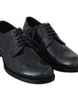 Dolce & Gabbana Elegant Blue Leather Derby Dress Shoes
