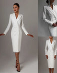 Women's Knee Length Blazer Suit Party Prom Gown Long Style Dress Customize Spring Fashion Office Lady Wear 1 Pcs